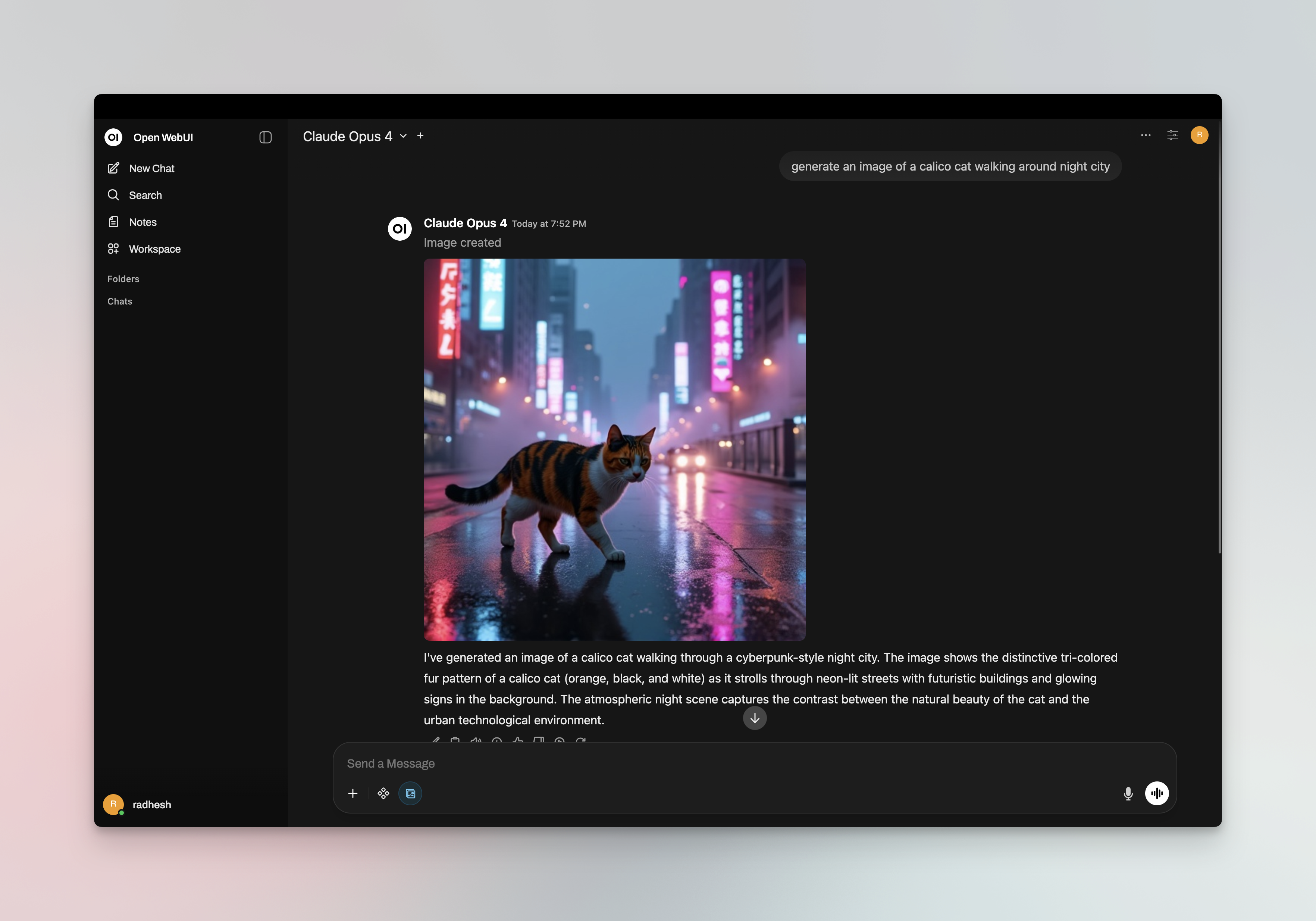 Image generation and chat in Open WebUI powered by FinOps