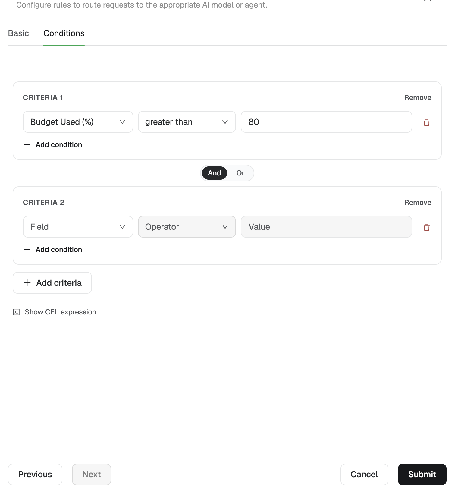Photo 14 — Routing rule and target model